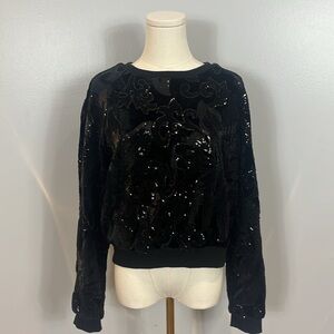 Twinset Black Velour Sequins Sweater
